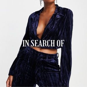 IN SEARCH OF Extro & Vert boxy cropped blazer and pants in navy sapphire ASOS